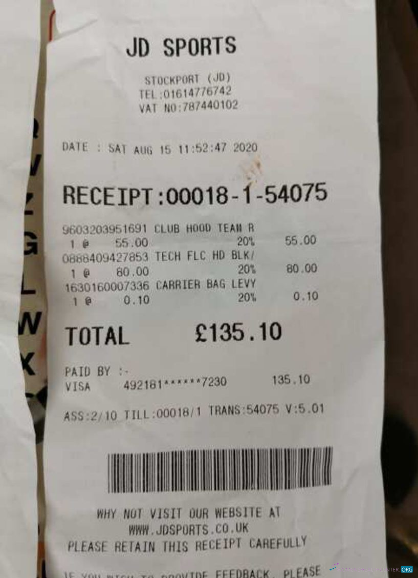 Download JD sports payment check Photoshop template